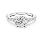 Brilliant Halo Lab Grown Diamond Three-Stone Engagement Ring.
