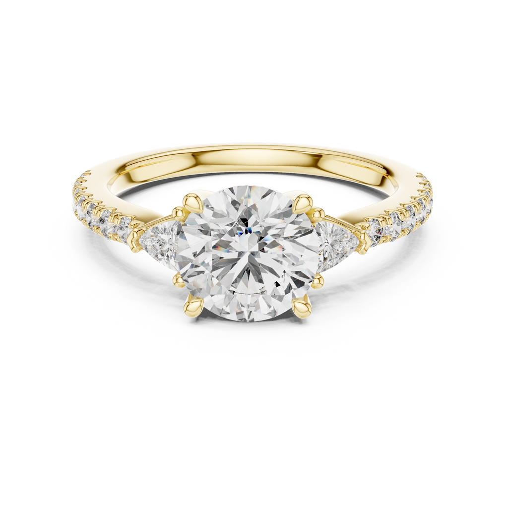 Brilliant Halo Lab Grown Diamond Three-Stone Engagement Ring.