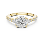 Brilliant Halo Lab Grown Diamond Three-Stone Engagement Ring.