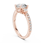 Brilliant Halo Lab Grown Diamond Three-Stone Engagement Ring.