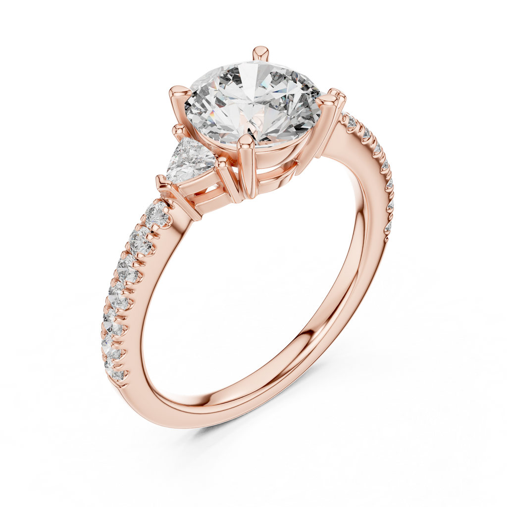 Brilliant Halo Lab Grown Diamond Three-Stone Engagement Ring.