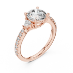 Brilliant Halo Lab Grown Diamond Three-Stone Engagement Ring.