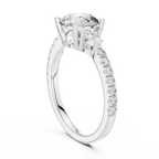 Brilliant Halo Lab Grown Diamond Three-Stone Engagement Ring.
