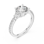 Brilliant Halo Lab Grown Diamond Three-Stone Engagement Ring.