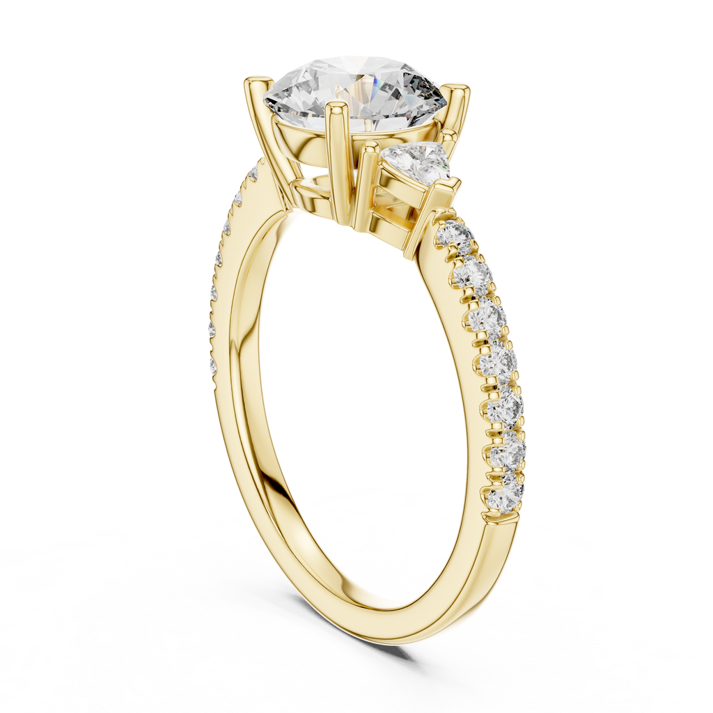 Brilliant Halo Lab Grown Diamond Three-Stone Engagement Ring.