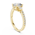 Brilliant Halo Lab Grown Diamond Three-Stone Engagement Ring.