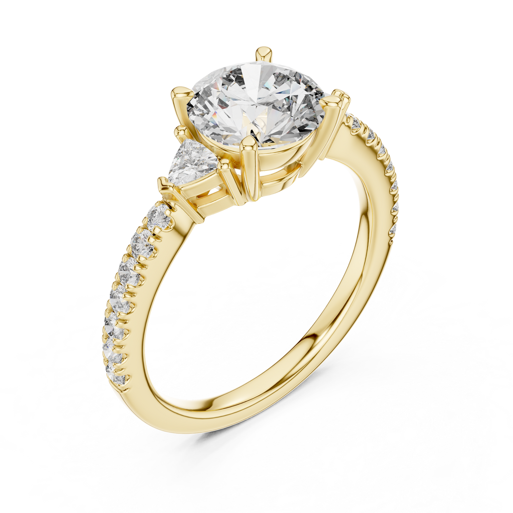 Brilliant Halo Lab Grown Diamond Three-Stone Engagement Ring.