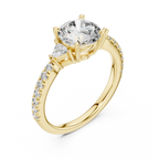 Brilliant Halo Lab Grown Diamond Three-Stone Engagement Ring.