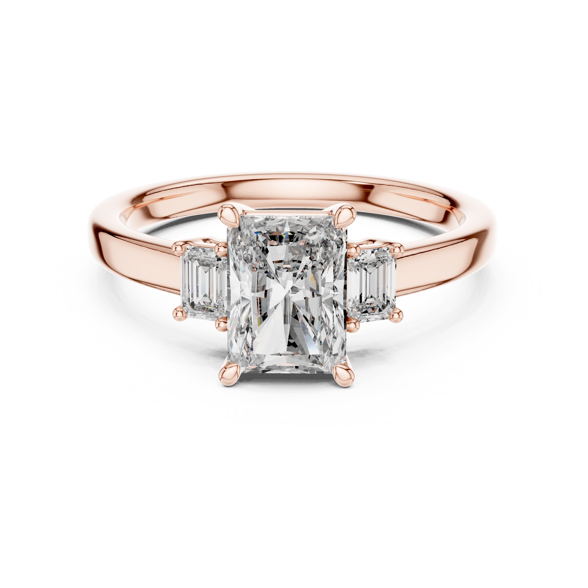Regal Emerald-Cut Lab Grown Diamond Three-Stone Ring