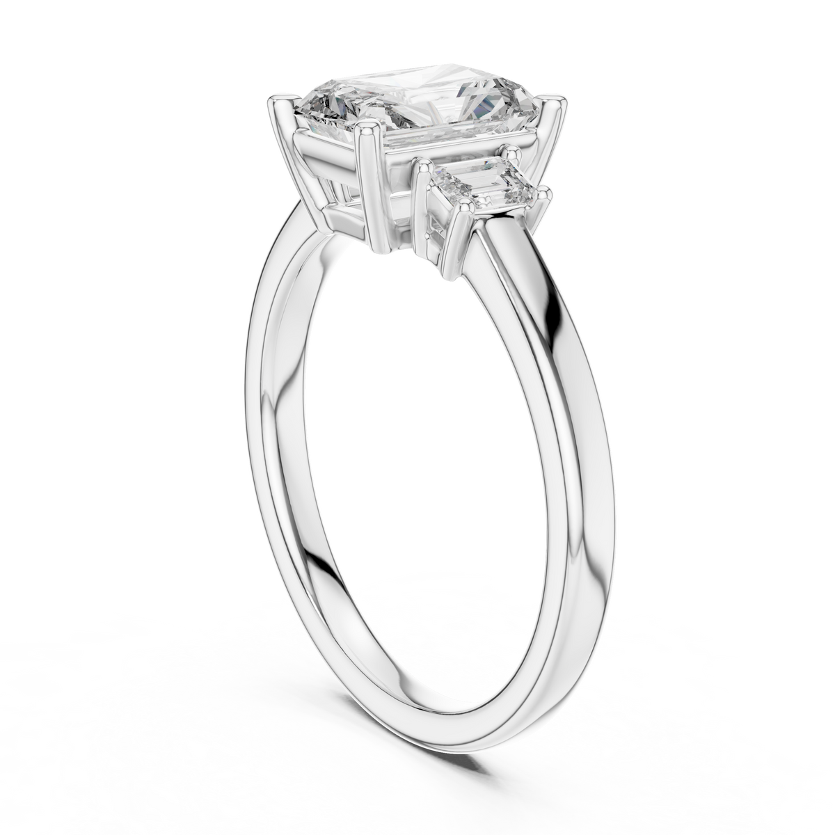 Regal Emerald-Cut Lab Grown Diamond Three-Stone Ring