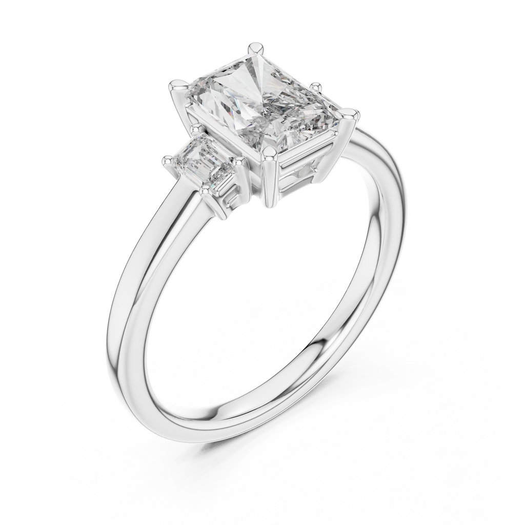 Regal Emerald-Cut Lab Grown Diamond Three-Stone Ring