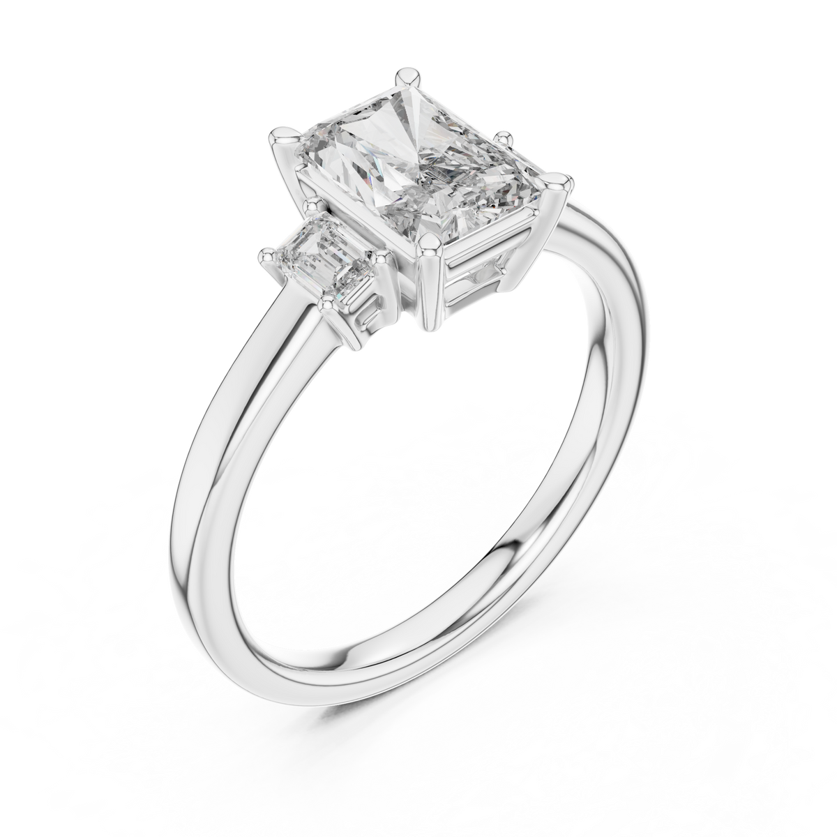 Regal Emerald-Cut Lab Grown Diamond Three-Stone Ring