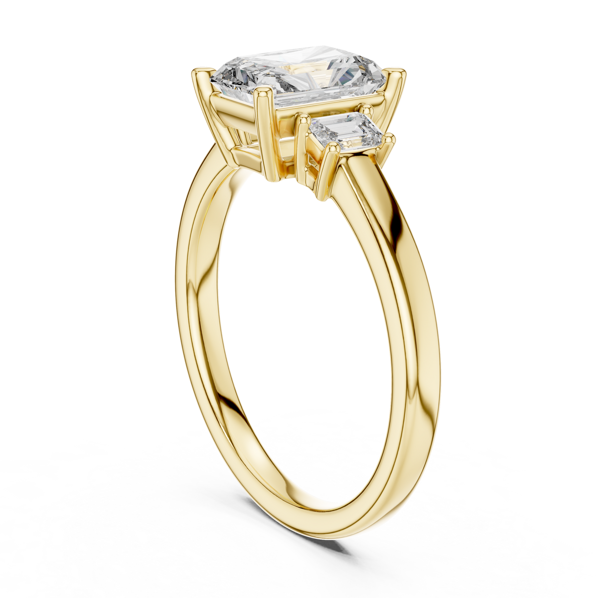 Regal Emerald-Cut Lab Grown Diamond Three-Stone Ring