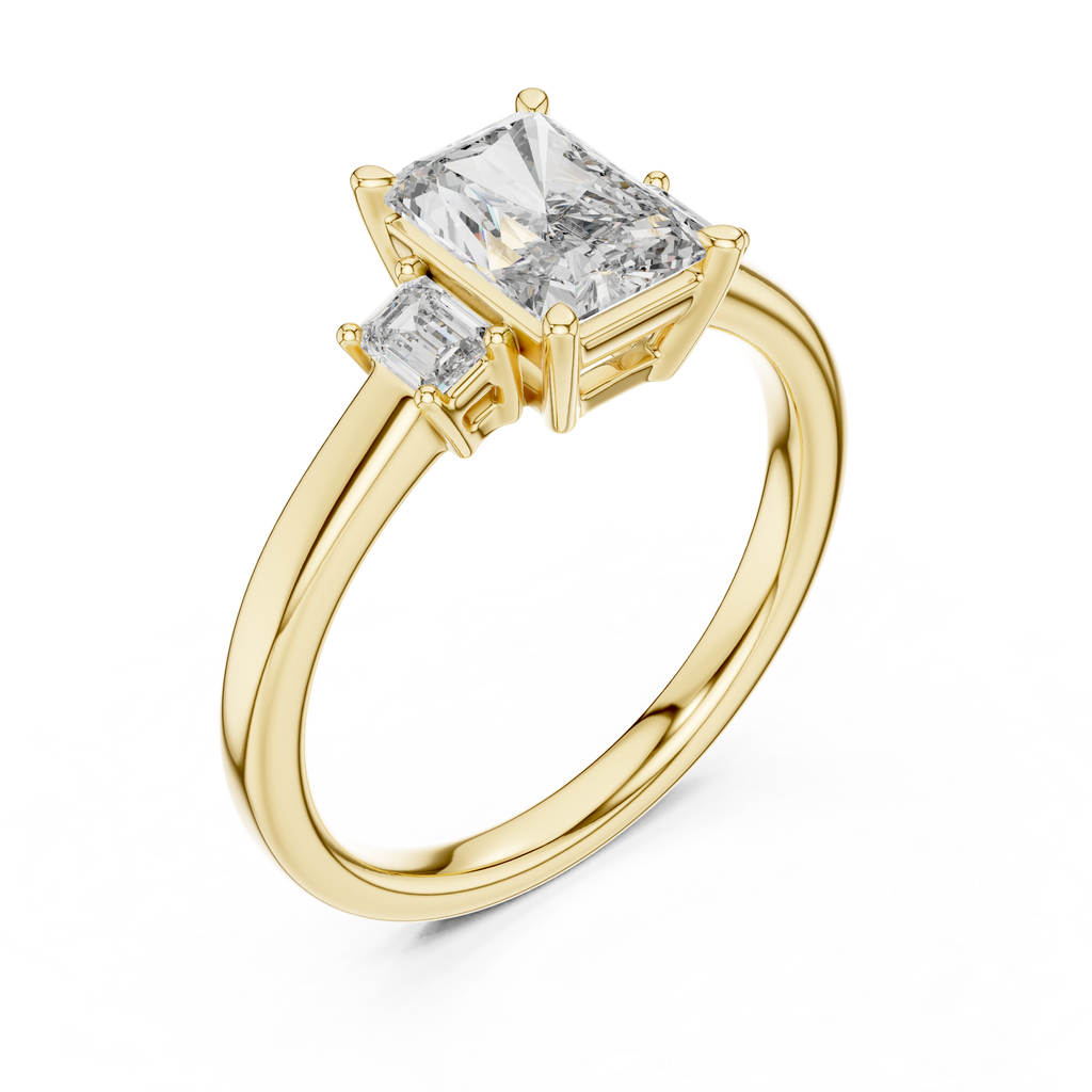 Regal Emerald-Cut Lab Grown Diamond Three-Stone Ring