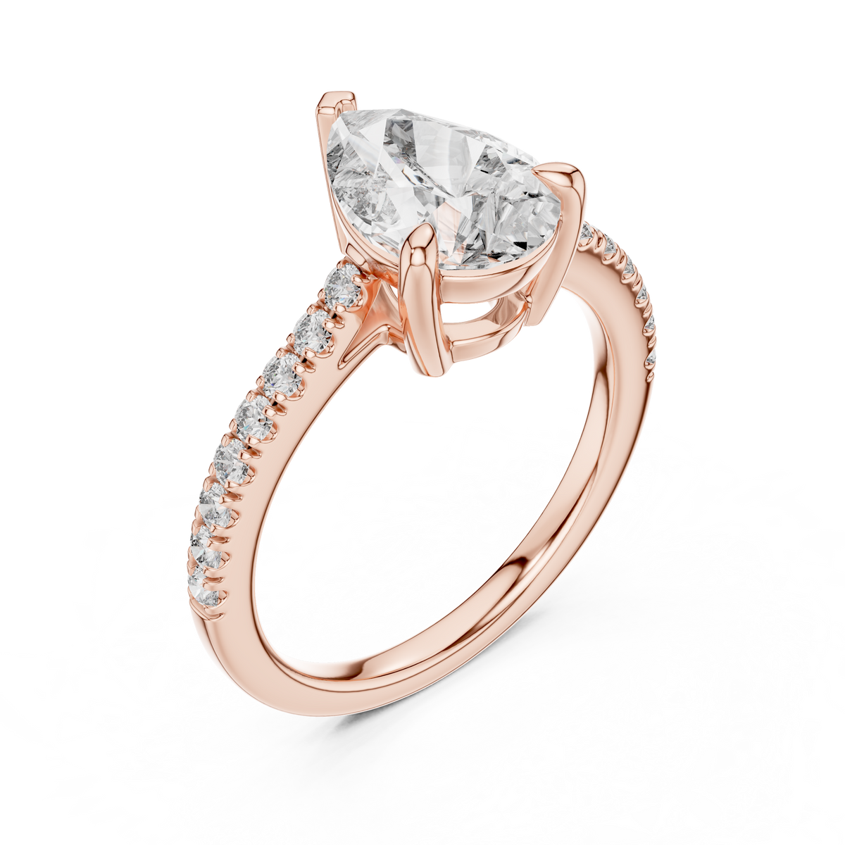 Brillanter Diamant in Tropfenform mit einem funkelnden, diamantbesetzten Band