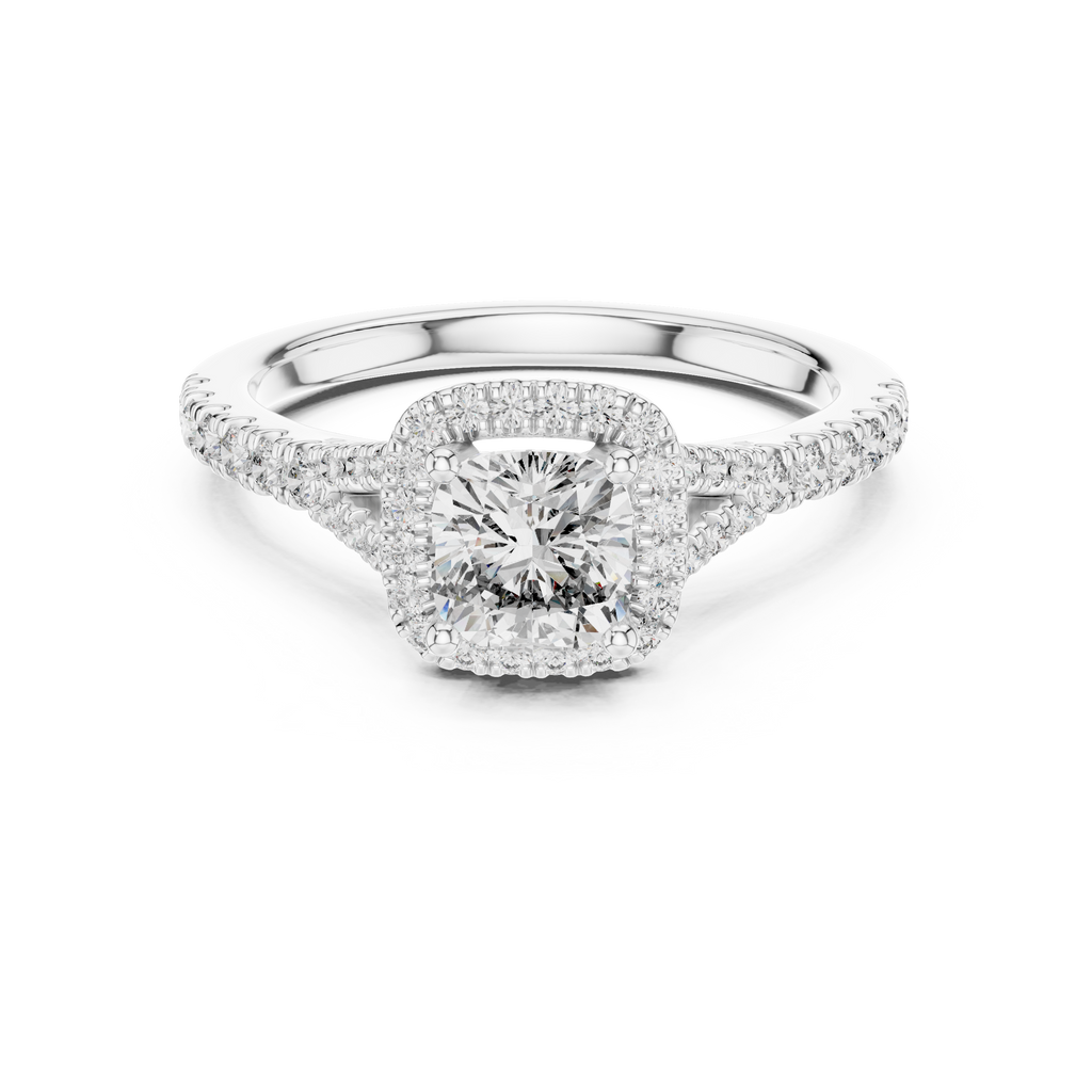 Radiant Embrace Lab Grown Diamond Halo Engagement Ring