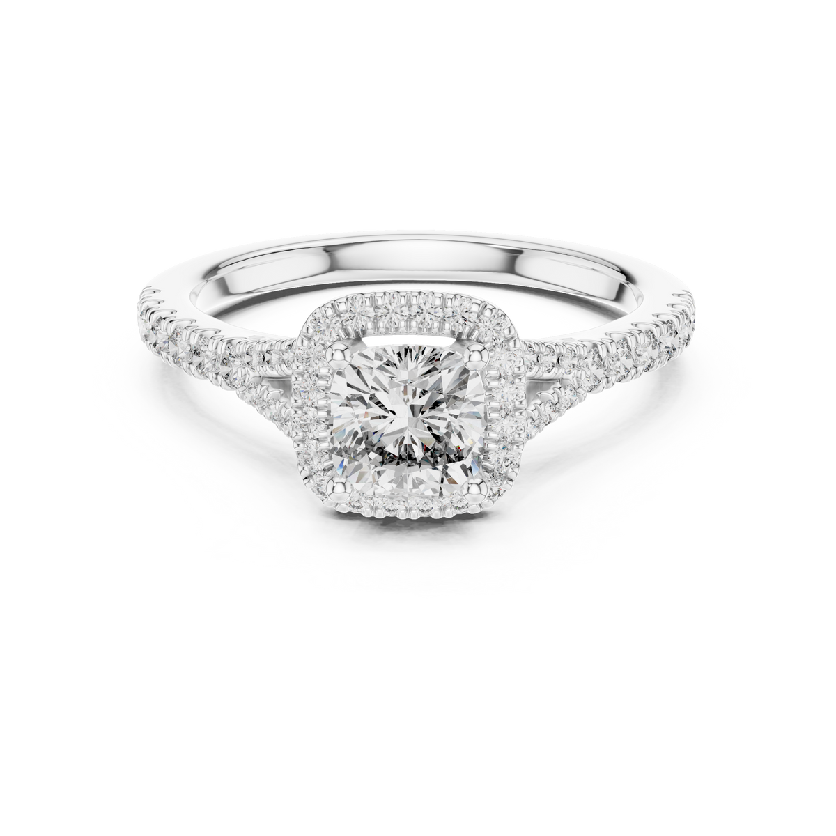 Radiant Embrace Lab Grown Diamond Halo Engagement Ring