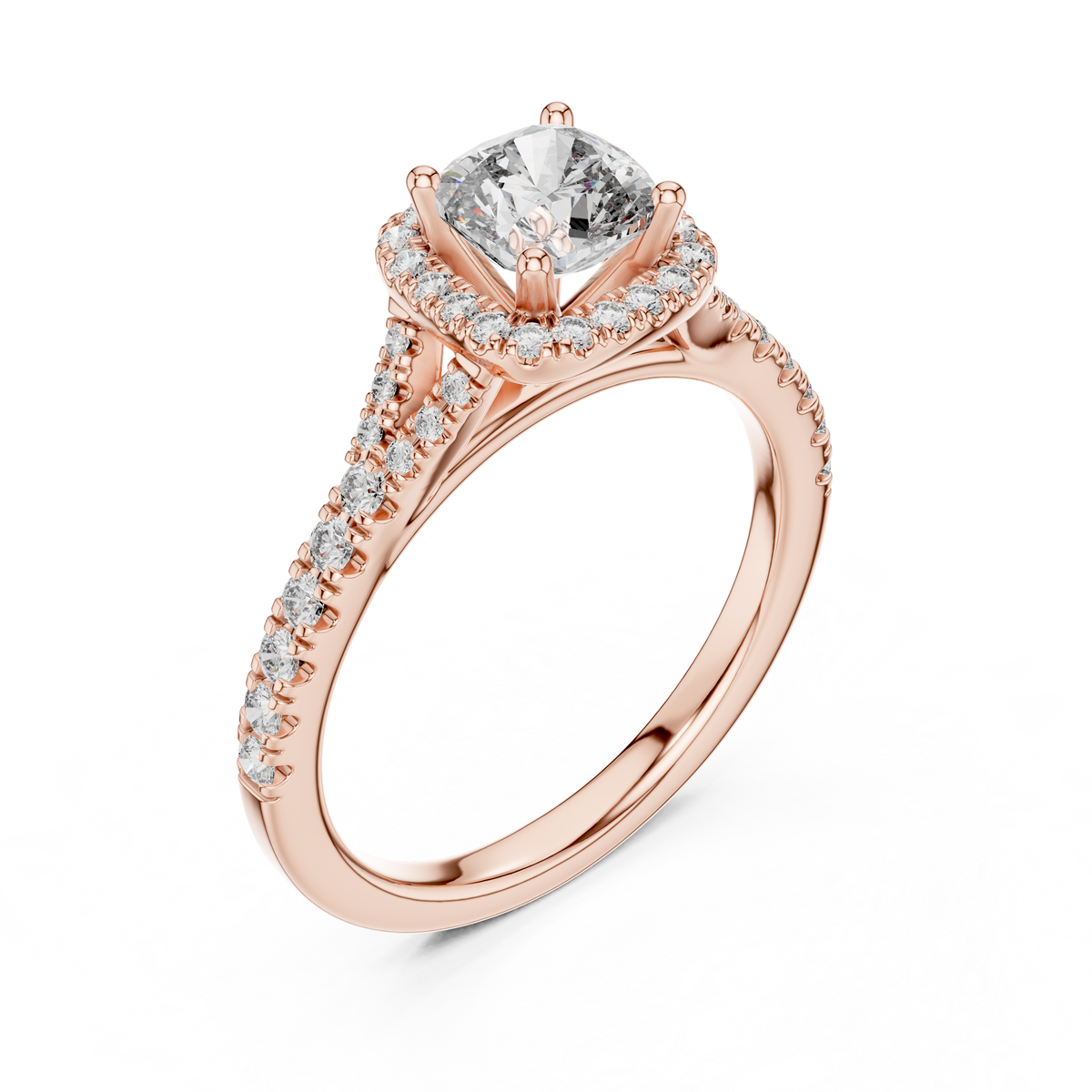 Radiant Embrace Lab Grown Diamond Halo Engagement Ring