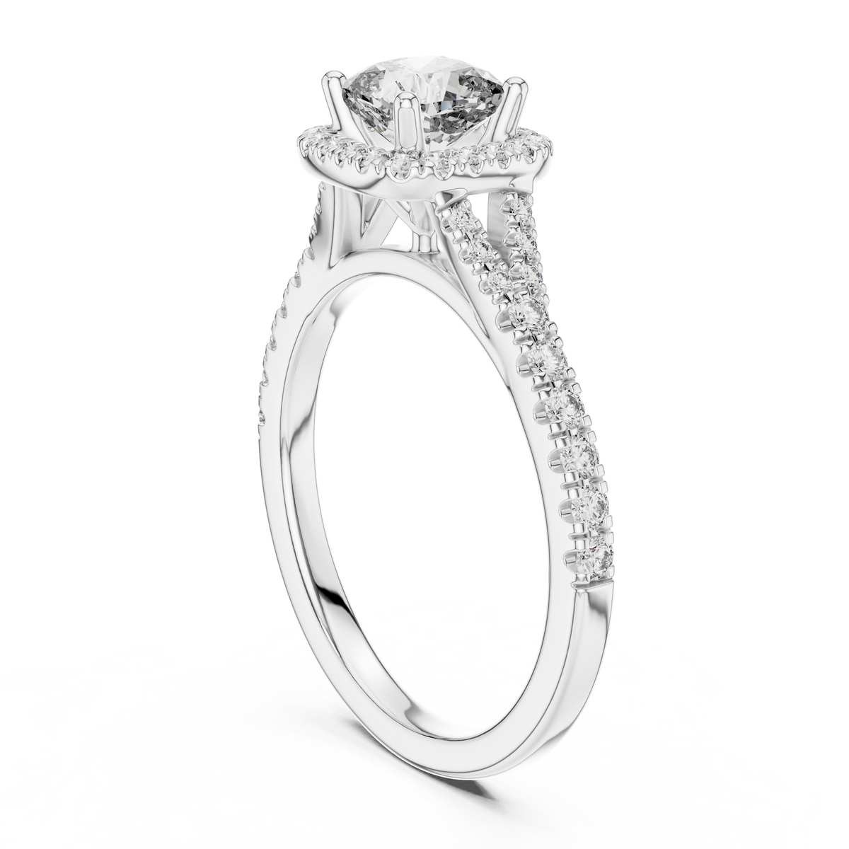 Radiant Embrace Lab Grown Diamond Halo Engagement Ring