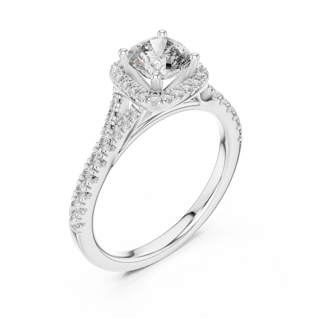 Radiant Embrace Lab Grown Diamond Halo Engagement Ring