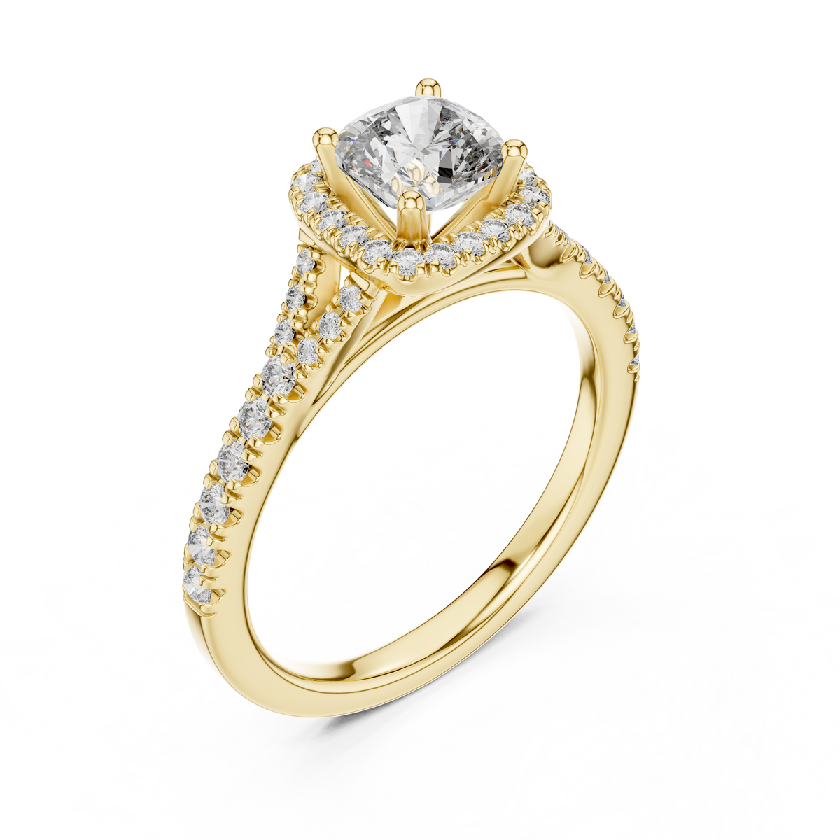 Radiant Embrace Lab Grown Diamond Halo Engagement Ring