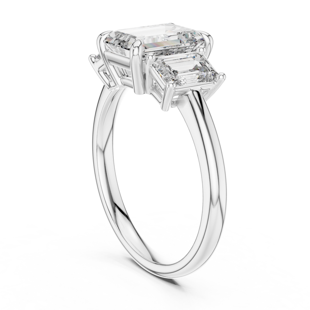 Grand Baguette Lab Grown Diamond Three-Stone Ring.