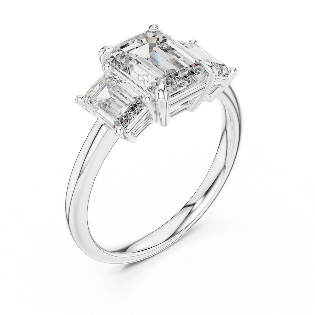Grand Baguette Lab Grown Diamond Three-Stone Ring.