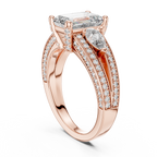 Majestic Emerald-Cut Lab Grown Diamond Three-Stone Ring.