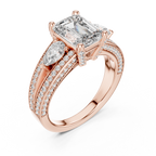 Majestic Emerald-Cut Lab Grown Diamond Three-Stone Ring.