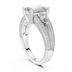 Majestic Emerald-Cut Lab Grown Diamond Three-Stone Ring.