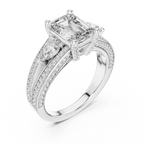 Majestic Emerald-Cut Lab Grown Diamond Three-Stone Ring.