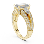 Majestic Emerald-Cut Lab Grown Diamond Three-Stone Ring.