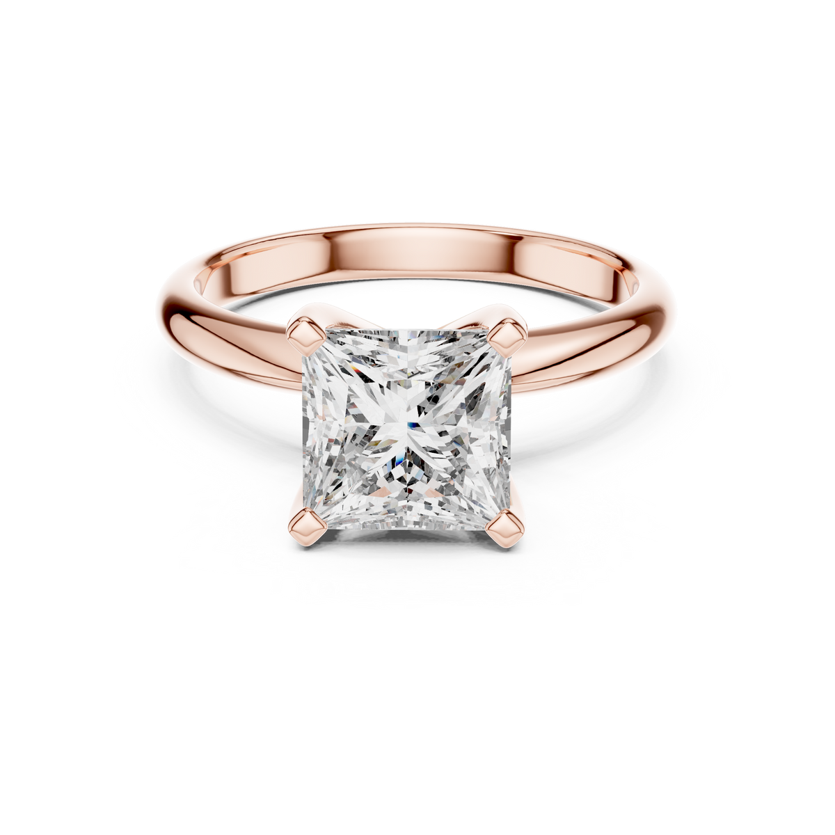 Prinzessschliff-Diamant in einer modernen Kathedralenfassung