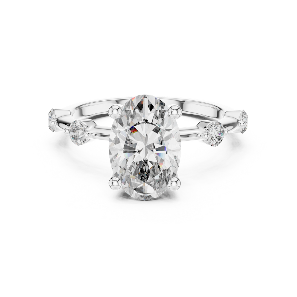 Oval Radiance Lab Grown Diamond Three-Stone Ring.