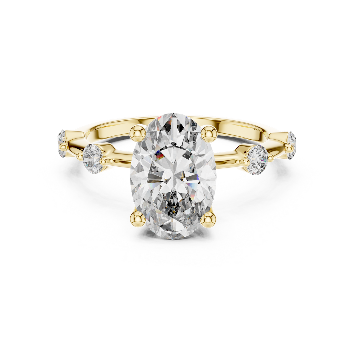 Oval Radiance Lab Grown Diamond Three-Stone Ring.