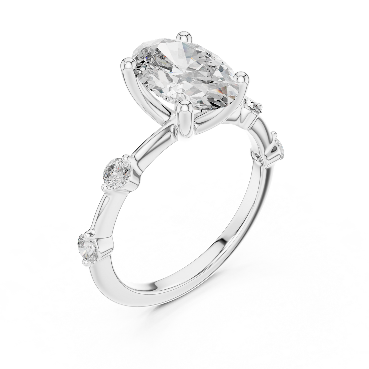 Oval Radiance Lab Grown Diamond Three-Stone Ring.