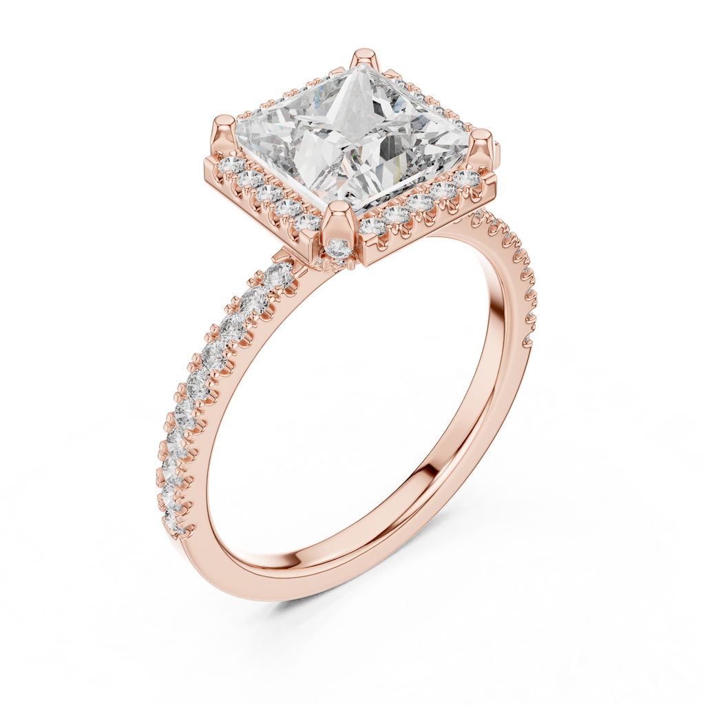 Princess Cut Lab Grown Diamond Halo Ring