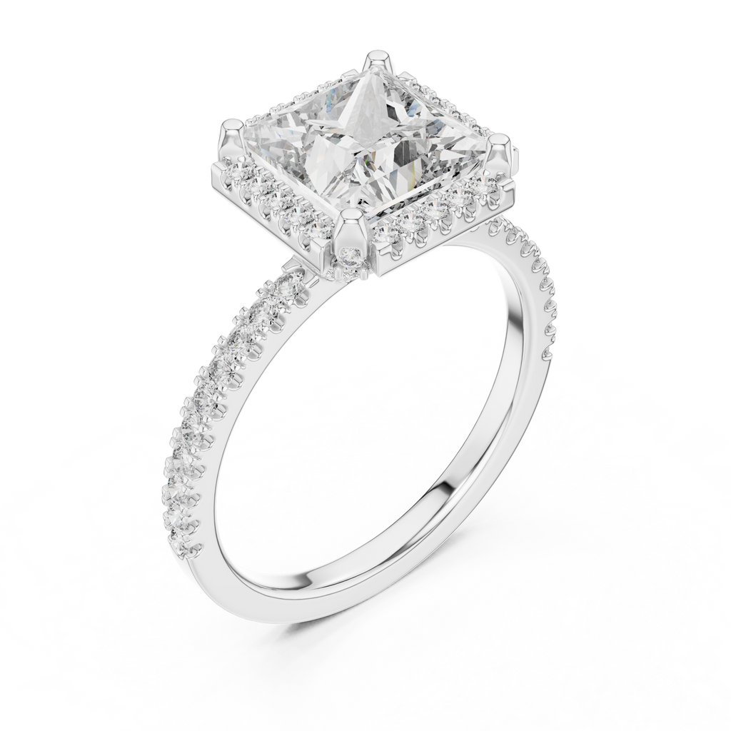 Princess Cut Lab Grown Diamond Halo Ring
