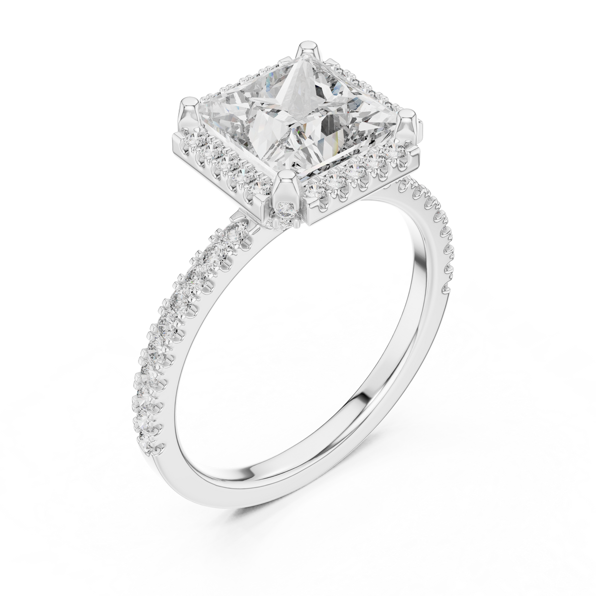 Princess Cut Lab Grown Diamond Halo Ring