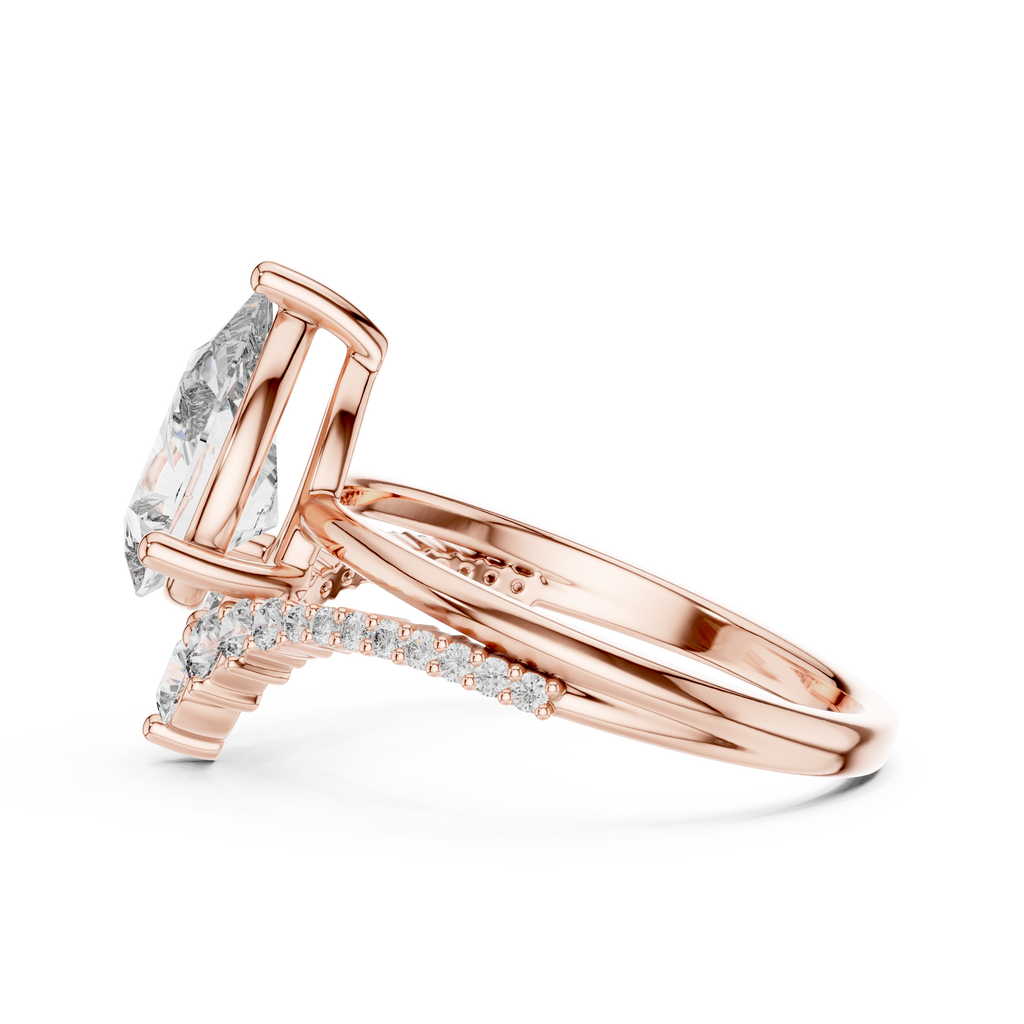 Pear Cut Lab Grown Diamond Floral Halo Engagement Ring