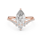 Pear Cut Lab Grown Diamond Floral Halo Engagement Ring
