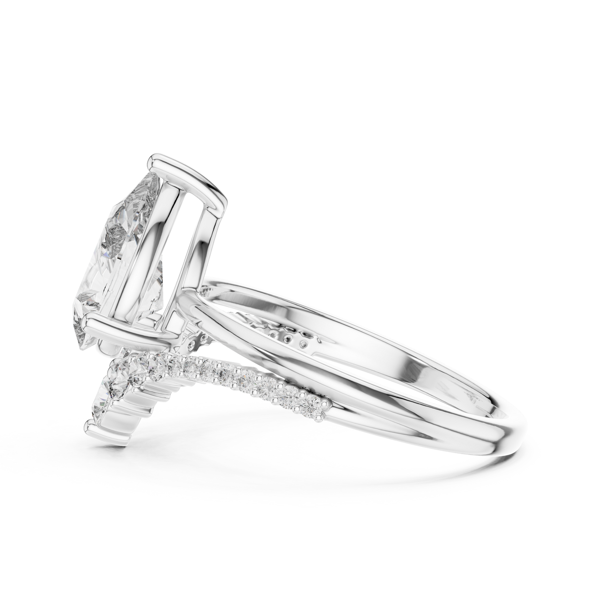 Pear Cut Lab Grown Diamond Floral Halo Engagement Ring