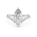 Pear Cut Lab Grown Diamond Floral Halo Engagement Ring