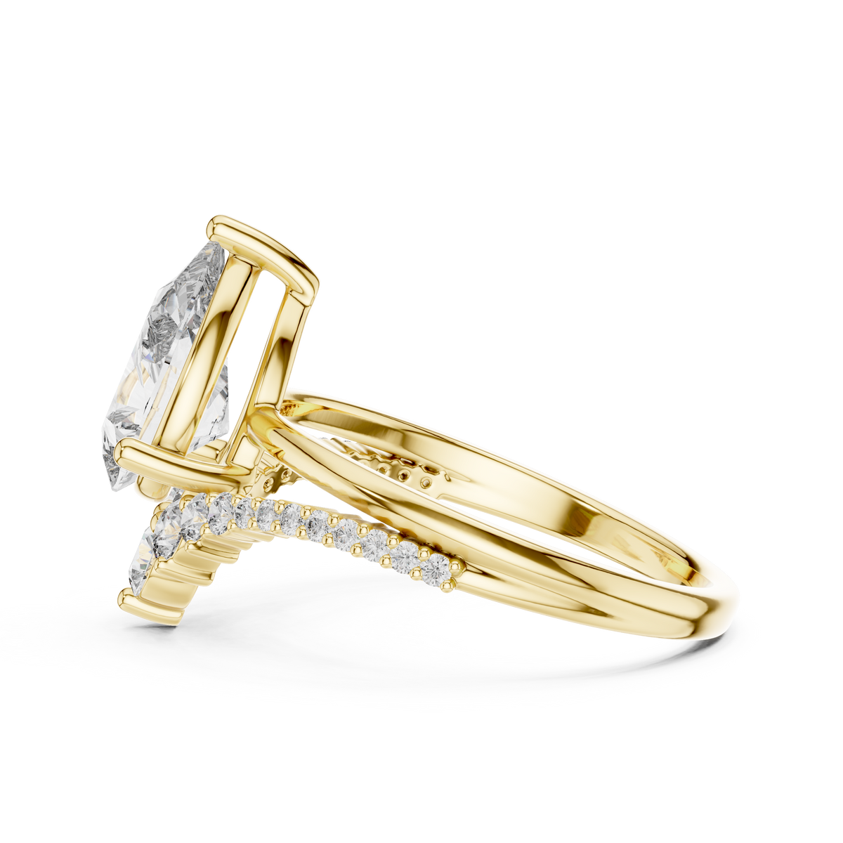 Pear Cut Lab Grown Diamond Floral Halo Engagement Ring