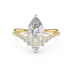 Pear Cut Lab Grown Diamond Floral Halo Engagement Ring