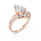 Pear Cut Lab Grown Diamond Floral Halo Engagement Ring