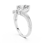 Pear Cut Lab Grown Diamond Floral Halo Engagement Ring
