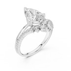 Pear Cut Lab Grown Diamond Floral Halo Engagement Ring