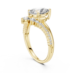 Pear Cut Lab Grown Diamond Floral Halo Engagement Ring