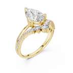 Pear Cut Lab Grown Diamond Floral Halo Engagement Ring